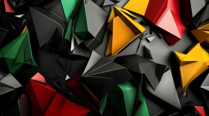 Colorful Abstract Geometric Shapes on a Dark Background - obrazy, fototapety, plakaty