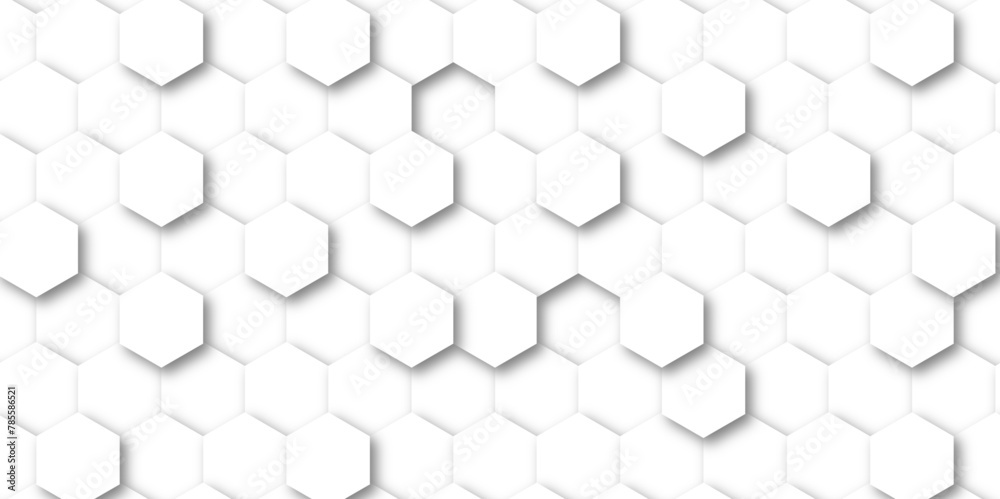 Wall mural modern simple white texture pattern of hexagons as a background. abstract honeycomb background. clos