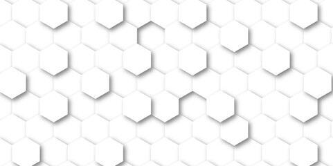 Modern simple white texture pattern of hexagons as a background. Abstract honeycomb background. Closeup of tile wall. Seamless geometric vector pattern, packing design. White hexagon 3D background .