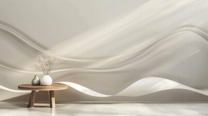 Modern and elegant beige ribbon abstract wallpaper for a minimalist and chic design.