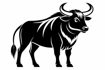 Black and white takin silhouette vector style