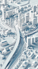 A map scene, with city roads and 3D buildings next to them, simple and clean