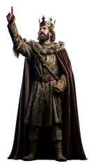 PNG Medieval king waving crown portrait adult. AI generated Image by rawpixel.