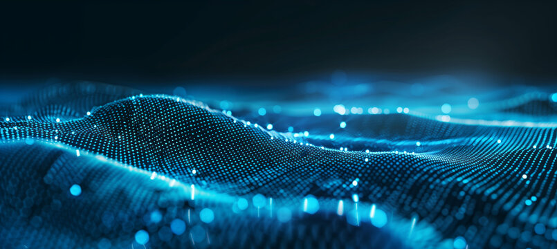 Abstrakte Technologie Hintergrund mit leuchtenden Punkten und Linien auf einer blauen Farbe, digitale Netzwerk-Konzept-Banner für Business-Präsentation Design Vektor-Illustration 