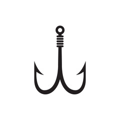 Double fish hook icon design, isolated on white background, vector illustration