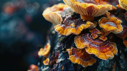 Macro of fungi growing on rotten fruit