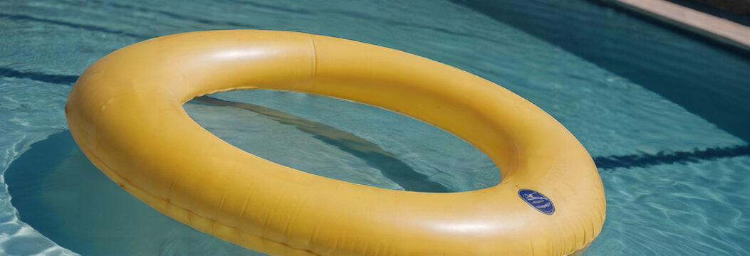 Yellow ring floating in the swimming pool