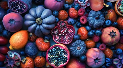 Texture and colors of unique fruits - obrazy, fototapety, plakaty