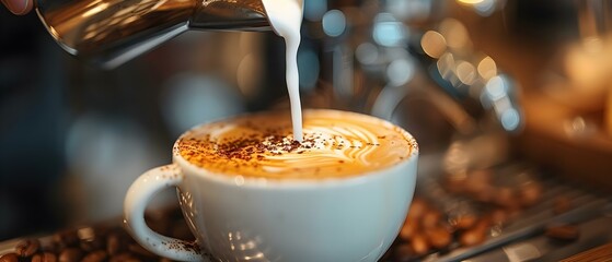 Craft of Coffee: Latte Art in Creation. Concept Coffee foam designs, Milk frothing techniques, Espresso pouring perfection, Latte art trends, Barista tools and tricks