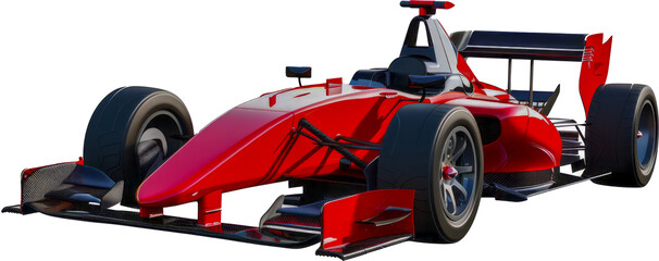 Open-wheel racecar cut out png on transparent background
