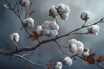 A high-quality close-up of fresh, fluffy cotton bolls showcasing the natural texture, purity, and organic quality of the cotton against a neutral background