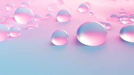 Abstract background with soft bubbles in pink and blue light. Holographic bubbles backdrop.