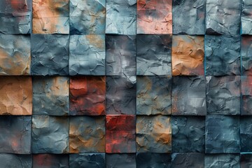 An image showcasing a grid of tiles adorned with multicolored, abstract paint textures in various hues