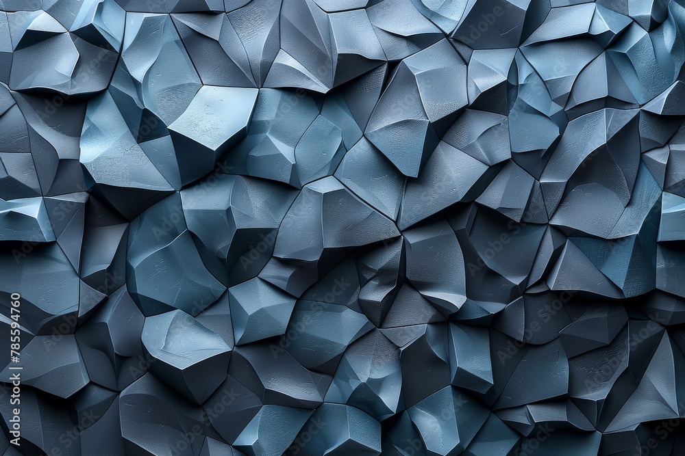 Poster this image showcases a visually intriguing pattern of blue geometric shapes creating a textured abst