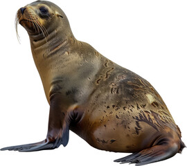 Seal with glossy fur cut out png on transparent background