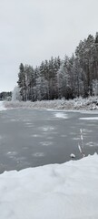 Pond in winter, countryside 