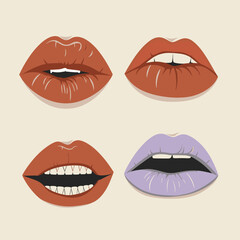 set of lips vector