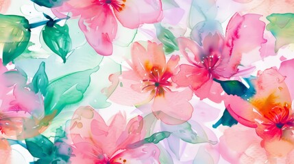 Vibrant Springtime Watercolor Floral Artwork Generative AI