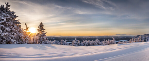 snow-covered wooden fence in a breathtaking snowy landscape - panoramic winter landscape in the Black Forest winter wonderland, Winter Magic