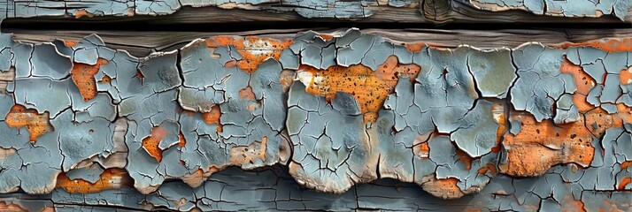 A close-up of weathered chipped paint, showcasing the unique texture and rustic charm of aged sur