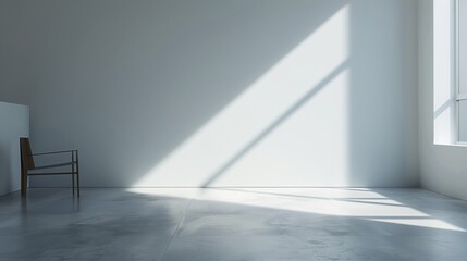 Fototapeta premium Urban-style office, plain wall, enveloped in bright daylight.