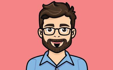 man with glasses cartoon style profile avatar picture