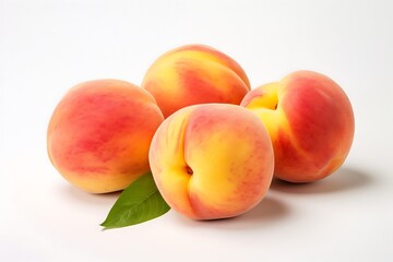 Fototapeta na wymiar Peachs on white background, Fresh Peachs