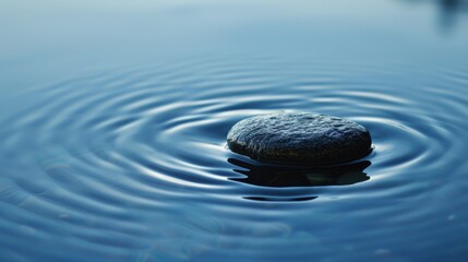 A rock is floating in a body of water
