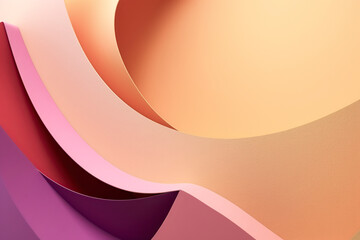 An abstract composition of smooth, curved shapes in gradient hues of purple, pink, and orange, conveying warmth and flow - obrazy, fototapety, plakaty