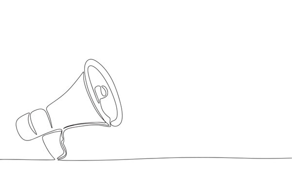 Loudspeaker one line continuous. Line art megaphone. Hand drawn vector art.