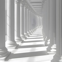 Elegant White Architectural Banner - Stunning Panorama with Column Shadows. Abstract Light Background for a Modern Touch