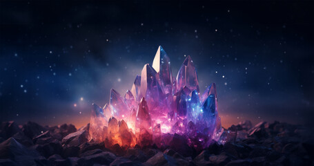 Colorful crystal formation, extraterrestrial mineral background