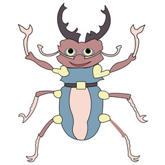 Cute cartoon character vector illustration. Funny forest or garden animals isolated on a white background. Insects, nature concept