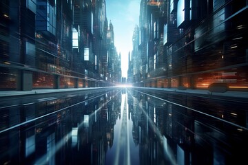 Fototapeta premium Futuristic Glass Architecture in Downtown Financial District 