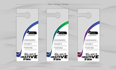 Minimal and Modern business marketing service door hanger design and layout template design