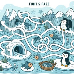 Penguin maze for kids