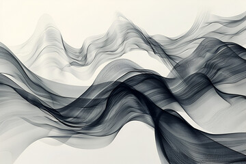The image is a black-and-white drawing of a wave. The wave is long and has a lot of detail, including the crests and troughs. Generative AI