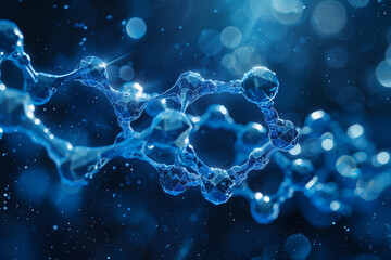 Obraz premium Captivating abstract molecule structure on blue background 