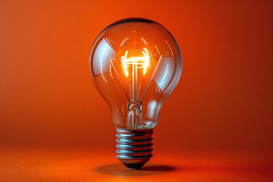 Idea light bulb on red background