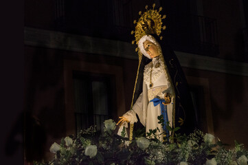image of our lady of the seven sorrows, which goes out in procession on Good Friday through the...