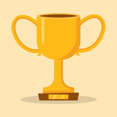 cupCelebrate winner with golden cup, award ceremony concept with hand hold winner cartoon style. trophy success icon vector illustration