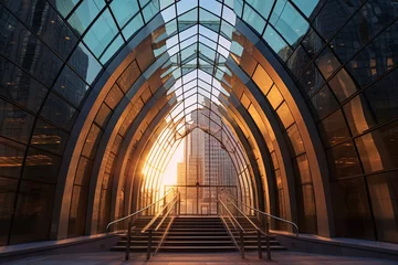 Foto auf Acrylglas Antireflex Futuristic Glass Architecture in Downtown Financial District  © Pixel Alchemy
