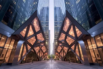 Stof per meter Futuristic Glass Architecture in Downtown Financial District  © Pixel Alchemy