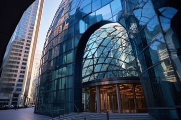 Fototapete Rund Futuristic Glass Architecture in Downtown Financial District  © Pixel Alchemy
