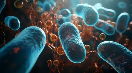 3D illustration of Gram-negative rod-shaped bacteria. Gram-negative rod-shaped bacteria that cause cholera, 3D illustration