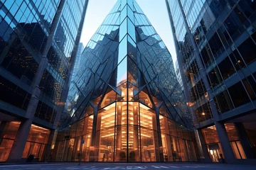 Fototapeten Futuristic Glass Architecture in Downtown Financial District  © Pixel Alchemy