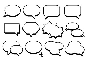 Fototapeta premium vector pop up style speech bubbles or chat balloons with shadows on white background. speak cloud, discussion, message cloud for app, web design, ui. 