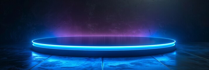 Vibrant Blue Podium Stage Scene Generative AI