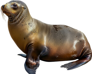 Naklejka premium Seal with glossy fur cut out png on transparent background