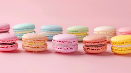 Fototapeta na wymiar Pastel Delights: Colorful Macarons Collection